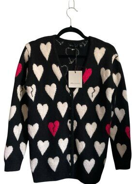 Smallsaints Cardigan Sweater Hearts Break Long Line Black 10-11 Yrs Soft